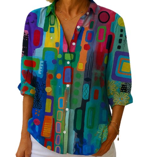 The Carol Abstract Silk Blouse
