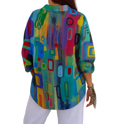 The Carol Abstract Silk Blouse
