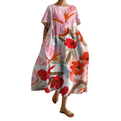 Lucasta Comfortable V-neck Floral Print Dress