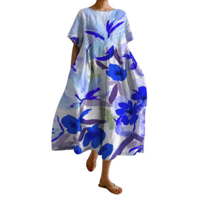 Lucasta Comfortable V-neck Floral Print Dress