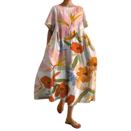 Lucasta Comfortable V-neck Floral Print Dress