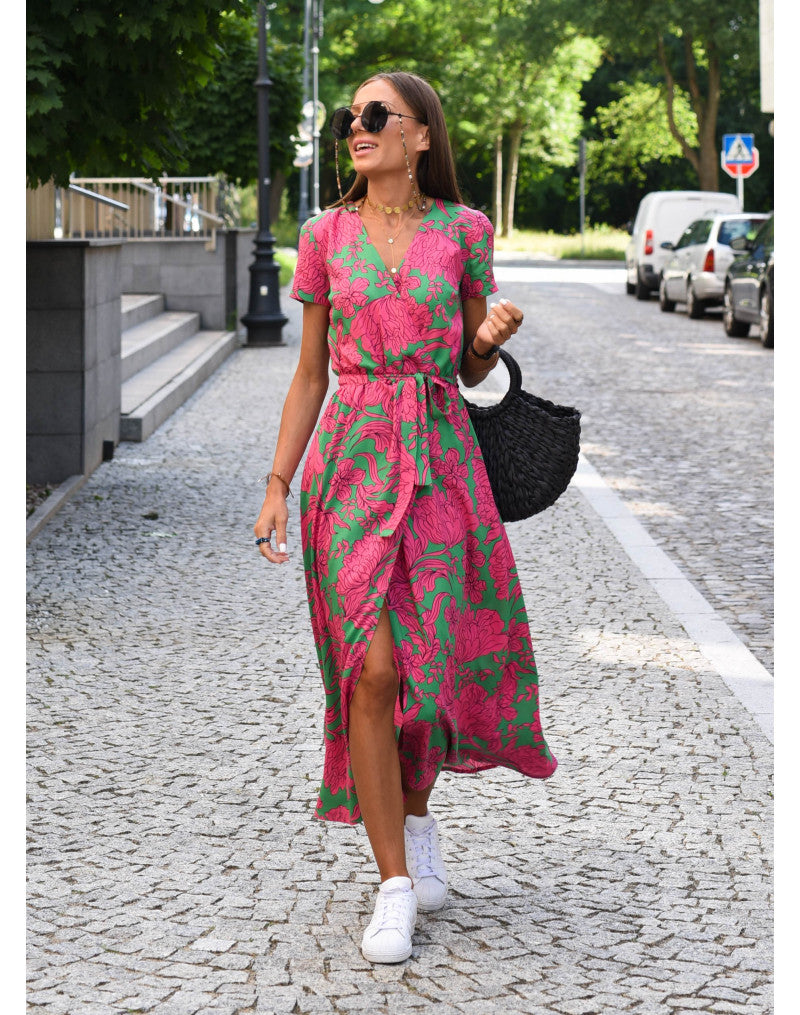 Amelie Floral Wrap Midi Dress